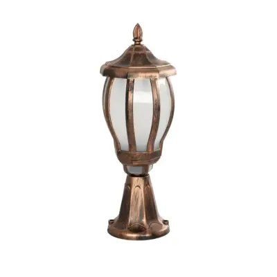 LEDTM® VERDI 203-0235 Vintage Επιδαπέδιο Φωτιστικό Φαναράκι Μονόφωτο 1 x E27 IP44 Χάλκινο & Διάφανο Πλαστικό - Μ18 x Π18 x Υ46cm