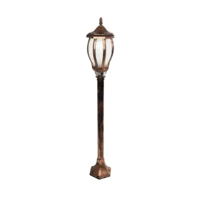 LEDTM® VERDI 203-0236 Vintage Επιδαπέδιο Φωτιστικό Κολωνάκι Κήπου Μονόφωτο 1 x E27 IP44 Χάλκινο & Διάφανο Πλαστικό - Μ17 x Π17 x Υ104.5cm