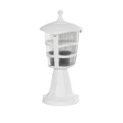 LEDTM® ZARDIN 203-0238 Vintage Επιδαπέδιο Φωτιστικό Φαναράκι Μονόφωτο 1 x E27 IP44 Λευκό & Διάφανο Πλαστικό - Μ17 x Π17 x Υ34cm