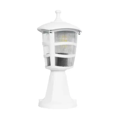 LEDTM® ZARDIN 203-0238 Vintage Επιδαπέδιο Φωτιστικό Φαναράκι Μονόφωτο 1 x E27 IP44 Λευκό & Διάφανο Πλαστικό - Μ17 x Π17 x Υ34cm - Image 4