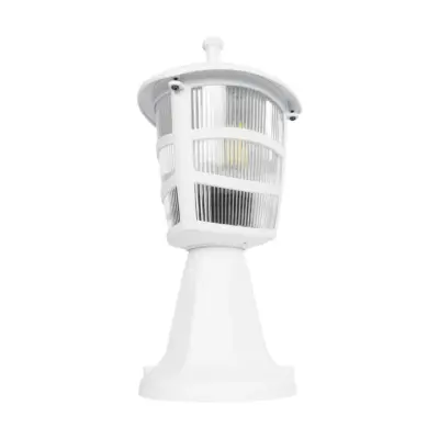LEDTM® ZARDIN 203-0238 Vintage Επιδαπέδιο Φωτιστικό Φαναράκι Μονόφωτο 1 x E27 IP44 Λευκό & Διάφανο Πλαστικό - Μ17 x Π17 x Υ34cm - Image 5