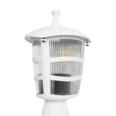 LEDTM® ZARDIN 203-0238 Vintage Επιδαπέδιο Φωτιστικό Φαναράκι Μονόφωτο 1 x E27 IP44 Λευκό & Διάφανο Πλαστικό - Μ17 x Π17 x Υ34cm - Image 6