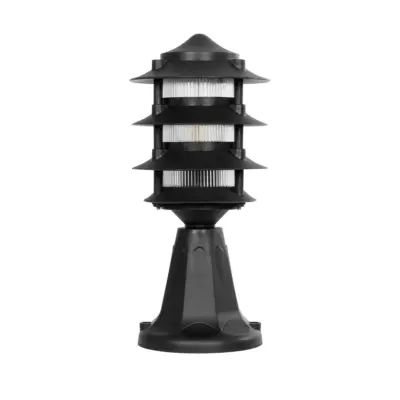 LEDTM® LANTERNA 203-0243 Μοντέρνο Επιδαπέδιο Φωτιστικό Φαναράκι Μονόφωτο 1 x E27 IP44 Μαύρο & Διάφανο Πλαστικό - Μ16 x Π16 x Υ35cm - Image 4
