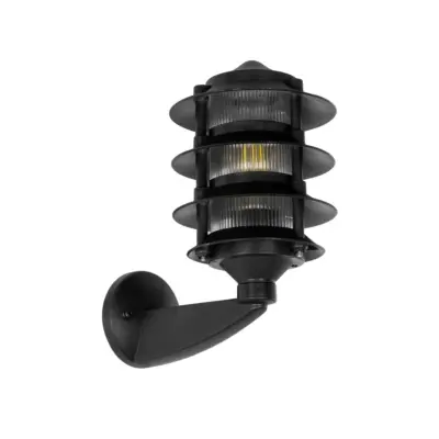 LEDTM® LANTERNA 203-0244 Μοντέρνο Επιτοίχιο Φωτιστικό Φαναράκι Μονόφωτο 1 x E27 IP44 Μαύρο Πλαστικό - Μ24 x Π16 x Υ27.5cm