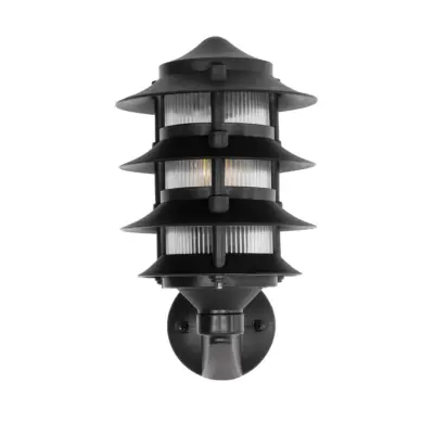 LEDTM® LANTERNA 203-0244 Μοντέρνο Επιτοίχιο Φωτιστικό Φαναράκι Μονόφωτο 1 x E27 IP44 Μαύρο Πλαστικό - Μ24 x Π16 x Υ27.5cm - Image 4