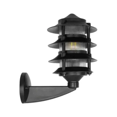 LEDTM® LANTERNA 203-0244 Μοντέρνο Επιτοίχιο Φωτιστικό Φαναράκι Μονόφωτο 1 x E27 IP44 Μαύρο Πλαστικό - Μ24 x Π16 x Υ27.5cm - Image 5