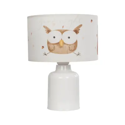 LEDTM® OWL 204-0024 Παιδικό Eπιτραπέζιο Φωτιστικό Πορτατίφ Μονόφωτο 1 x E27 IP20 Πολύχρωμο Ύφασμα με Λευκό Πλαστικό - Μ24 x Π24 x Υ32cm - Image 4