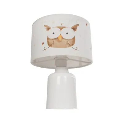 LEDTM® OWL 204-0024 Παιδικό Eπιτραπέζιο Φωτιστικό Πορτατίφ Μονόφωτο 1 x E27 IP20 Πολύχρωμο Ύφασμα με Λευκό Πλαστικό - Μ24 x Π24 x Υ32cm - Image 5