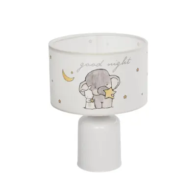 LEDTM® ELEPHANT 204-0025 Παιδικό Eπιτραπέζιο Φωτιστικό Πορτατίφ Μονόφωτο 1 x E27 IP20 Πολύχρωμο Ύφασμα με Λευκό Πλαστικό - Μ24 x Π24 x Υ32cm