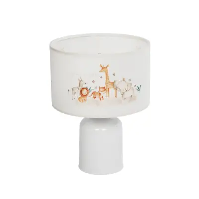 LEDTM® GIRAFFE 204-0026 Παιδικό Eπιτραπέζιο Φωτιστικό Πορτατίφ Μονόφωτο 1 x E27 IP20 Πολύχρωμο Ύφασμα με Λευκό Πλαστικό - Μ24 x Π24 x Υ32cm