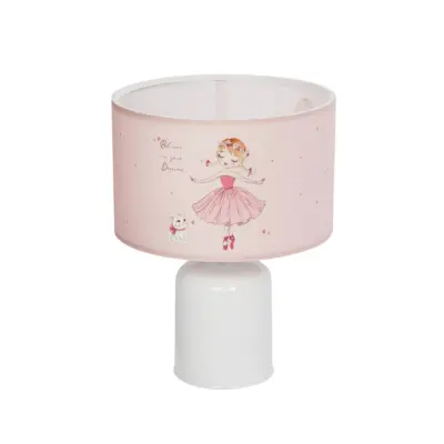 LEDTM® BALLERINA 204-0029 Παιδικό Eπιτραπέζιο Φωτιστικό Πορτατίφ Μονόφωτο 1 x E27 IP20 Πολύχρωμο Ύφασμα με Λευκό Πλαστικό - Μ24 x Π24 x Υ32cm