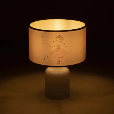 LEDTM® BALLERINA 204-0029 Παιδικό Eπιτραπέζιο Φωτιστικό Πορτατίφ Μονόφωτο 1 x E27 IP20 Πολύχρωμο Ύφασμα με Λευκό Πλαστικό - Μ24 x Π24 x Υ32cm - Image 3
