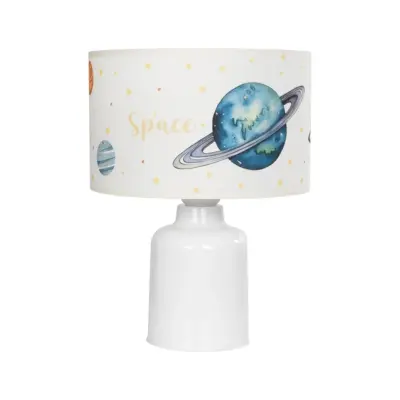 LEDTM® SATURN 204-0030 Παιδικό Eπιτραπέζιο Φωτιστικό Πορτατίφ Μονόφωτο 1 x E27 IP20 Πολύχρωμο Ύφασμα με Λευκό Πλαστικό - Μ24 x Π24 x Υ32cm - Image 4