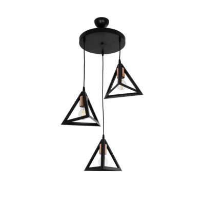 Alternative view of LEDTM® TRIANGLE 203-0162 Μοντέρνο Κρεμαστό Φωτιστικό Οροφής με Ντουί 3 x E27 AC 220-240V IP20 - Μάυρο & Χάλκινο - Μ67 x Π67 x Υ50cm