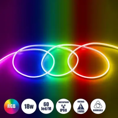 LEDTM® 70568 OVALE 120° Degree Neon Flex Epistar LED SMD 5050 1m 18W/m 60LED/m 1260lm/m 120° DC 24V Αδιάβροχη IP68 RGB Dimmable
