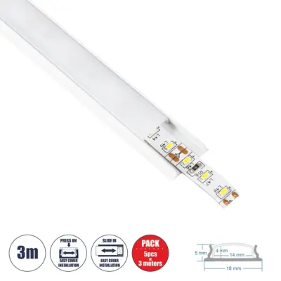 LEDTM® ALP-LINEAR CURBARIO 70863-1M Επιφανειακό Εύκαμπτο Προφίλ Αλουμινίου με Λευκό Γαλακτερό Πατητό Κάλυμμα για Ταινίες LED IP20 - Λευκό - Μ100 x Π1.7 x Υ0.5cm