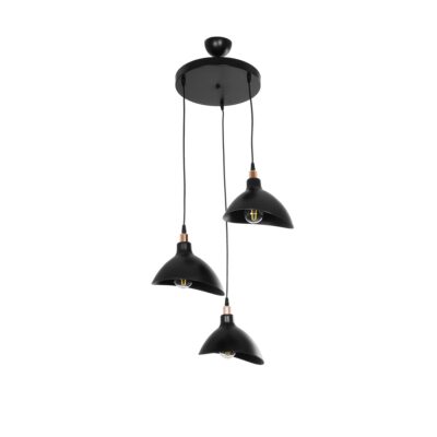 Alternative view of LEDTM® RIVE 203-0144 Μοντέρνο Κρεμαστό Φωτιστικό Οροφής με Ντουί 3 x E27 AC 220-240V IP20 - Μάυρο & Χάλκινο - Μ40 x Π40 x Υ65cm
