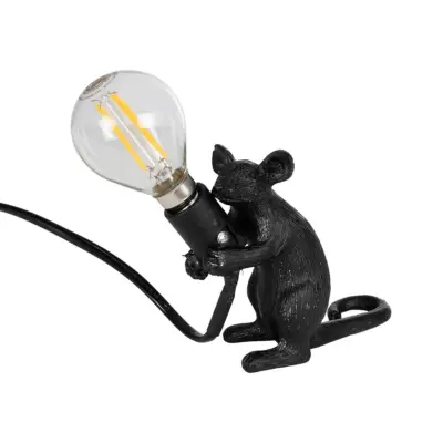 LEDTM® MOUSE 00678 Vintage Επιτραπέζιο Φωτιστικό Πορτατίφ Μονόφωτο 1 x E12 IP20 Μαύρο Πλαστικό - Μ12 x Π4 x Υ10cm