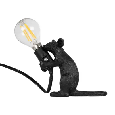 LEDTM® MOUSE 00678 Vintage Επιτραπέζιο Φωτιστικό Πορτατίφ Μονόφωτο 1 x E12 IP20 Μαύρο Πλαστικό - Μ12 x Π4 x Υ10cm - Image 3