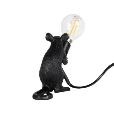 LEDTM® MOUSE 00678 Vintage Επιτραπέζιο Φωτιστικό Πορτατίφ Μονόφωτο 1 x E12 IP20 Μαύρο Πλαστικό - Μ12 x Π4 x Υ10cm - Image 4