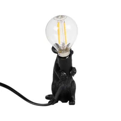 LEDTM® MOUSE 00678 Vintage Επιτραπέζιο Φωτιστικό Πορτατίφ Μονόφωτο 1 x E12 IP20 Μαύρο Πλαστικό - Μ12 x Π4 x Υ10cm - Image 5