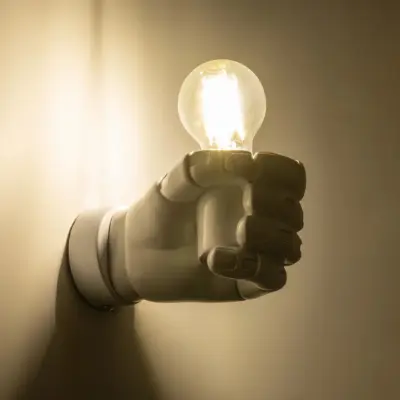 LEDTM® FIST 01137 Μοντέρνο Επιτοίχιο Φωτιστικό Απλίκα Μονόφωτο 1 x E27 IP20 Λευκό Γύψο - Μ15 x Π10 x Υ10cm - Image 3