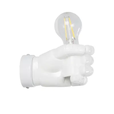 LEDTM® FIST 01137 Μοντέρνο Επιτοίχιο Φωτιστικό Απλίκα Μονόφωτο 1 x E27 IP20 Λευκό Γύψο - Μ15 x Π10 x Υ10cm - Image 4