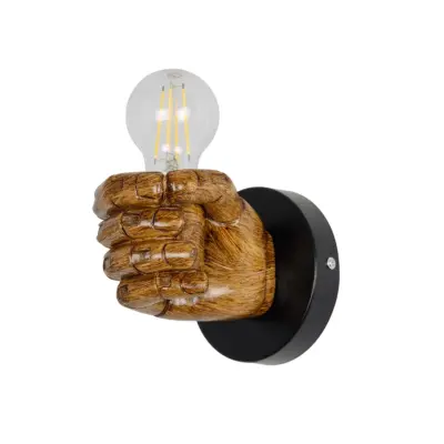 LEDTM® FIST 01138 Μοντέρνο Επιτοίχιο Φωτιστικό Απλίκα Μονόφωτο 1 x E27 IP20 Καφέ Γύψο - Μ15 x Π12 x Υ12cm