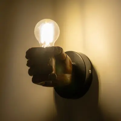 LEDTM® FIST 01138 Μοντέρνο Επιτοίχιο Φωτιστικό Απλίκα Μονόφωτο 1 x E27 IP20 Καφέ Γύψο - Μ15 x Π12 x Υ12cm - Image 3