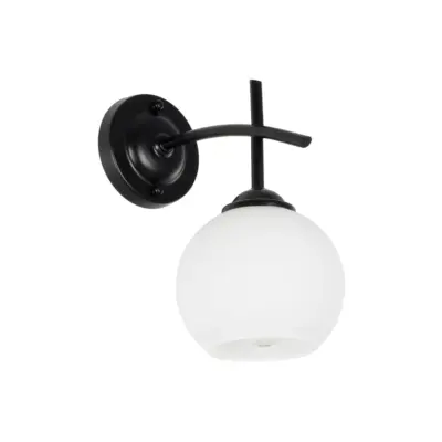 LEDTM® ISEN 01157 Μοντέρνο Επιτοίχιο Φωτιστικό Απλίκα Μονόφωτο 1 x E27 IP20 Μαύρο Μέταλλο με Λευκό Γυαλί - Μ25 x Π15 x Υ30cm