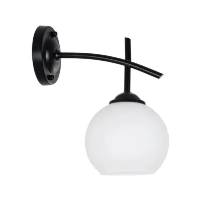 LEDTM® ISEN 01157 Μοντέρνο Επιτοίχιο Φωτιστικό Απλίκα Μονόφωτο 1 x E27 IP20 Μαύρο Μέταλλο με Λευκό Γυαλί - Μ25 x Π15 x Υ30cm - Image 4