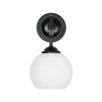LEDTM® ISEN 01157 Μοντέρνο Επιτοίχιο Φωτιστικό Απλίκα Μονόφωτο 1 x E27 IP20 Μαύρο Μέταλλο με Λευκό Γυαλί - Μ25 x Π15 x Υ30cm - Image 5