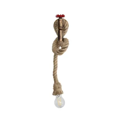 LEDTM® TROUVER 01183 Vintage Επιτοίχιο Φωτιστικό Απλίκα Μονόφωτο 1 x E27 IP20 Μπρούτζινο & Κόκκινο Μέταλλο με Μπεζ Σχοινί Μ14 x Π16 x Υ50cm - Image 4