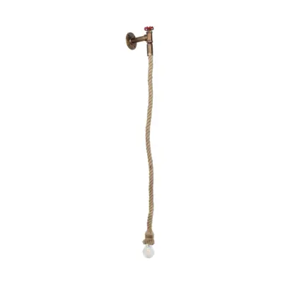 LEDTM® TROUVER 01183 Vintage Επιτοίχιο Φωτιστικό Απλίκα Μονόφωτο 1 x E27 IP20 Μπρούτζινο & Κόκκινο Μέταλλο με Μπεζ Σχοινί Μ14 x Π16 x Υ50cm - Image 5