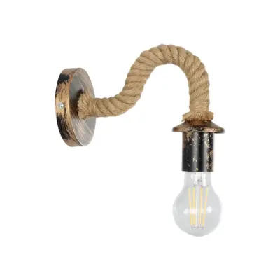 LEDTM® DAKER 01184 Vintage Επιτοίχιο Φωτιστικό Απλίκα Μονόφωτο 1 x E27 IP20 Χάλκινο Μέταλλο Με Μπεζ Σχοινί - Μ20 x Π10 x Υ15cm - Image 4