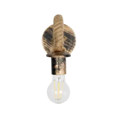 LEDTM® DAKER 01184 Vintage Επιτοίχιο Φωτιστικό Απλίκα Μονόφωτο 1 x E27 IP20 Χάλκινο Μέταλλο Με Μπεζ Σχοινί - Μ20 x Π10 x Υ15cm - Image 5