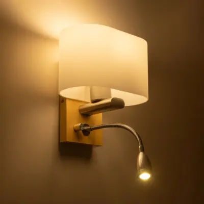 LEDTM® ELEGANT 01316 Μοντέρνο Φωτιστικό Τοίχου - Απλίκα Ξενοδοχείου Reading Light με Ντουί 1 x E27 LED 3W 360lm 36° AC 220-240V IP20 Θερμό Λευκό 2700K - Bridgelux COB Chip - Λευκό & Μπεζ - Μ15 x Π20 x Υ22.5cm - 2 Χρόνια Εγγύηση - Image 3