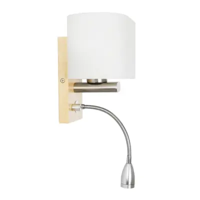 LEDTM® ELEGANT 01316 Μοντέρνο Φωτιστικό Τοίχου - Απλίκα Ξενοδοχείου Reading Light με Ντουί 1 x E27 LED 3W 360lm 36° AC 220-240V IP20 Θερμό Λευκό 2700K - Bridgelux COB Chip - Λευκό & Μπεζ - Μ15 x Π20 x Υ22.5cm - 2 Χρόνια Εγγύηση - Image 4