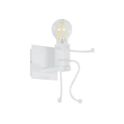 LEDTM® LITTLE MAN 01389 Μοντέρνο Επιτοίχιο Φωτιστικό Απλίκα Μονόφωτο 1 x E27 IP20 Λευκό Μέταλλο - Μ12 x Π19 x Υ17cm