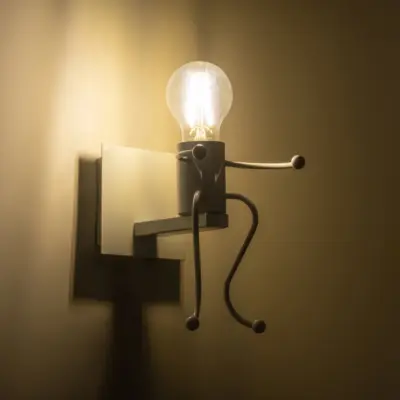 LEDTM® LITTLE MAN 01389 Μοντέρνο Επιτοίχιο Φωτιστικό Απλίκα Μονόφωτο 1 x E27 IP20 Λευκό Μέταλλο - Μ12 x Π19 x Υ17cm - Image 3