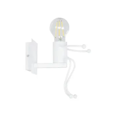 LEDTM® LITTLE MAN 01389 Μοντέρνο Επιτοίχιο Φωτιστικό Απλίκα Μονόφωτο 1 x E27 IP20 Λευκό Μέταλλο - Μ12 x Π19 x Υ17cm - Image 4