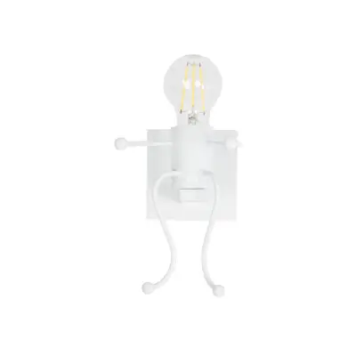 LEDTM® LITTLE MAN 01389 Μοντέρνο Επιτοίχιο Φωτιστικό Απλίκα Μονόφωτο 1 x E27 IP20 Λευκό Μέταλλο - Μ12 x Π19 x Υ17cm - Image 5