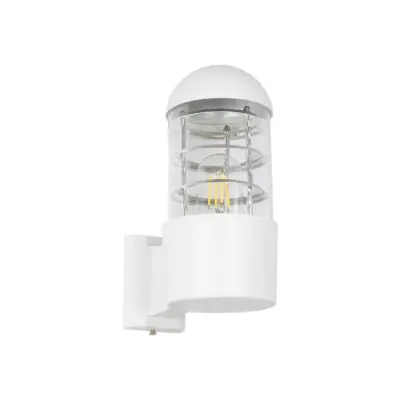 LEDTM® NEWI 01418 Μοντέρνο Επιτοίχιο Φωτιστικό Απλίκα Μονόφωτο 1 x E27 IP20 Λευκό & Ασημί Μέταλλο με Διάφανο Γυαλί - Μ11 x Π17 x Υ25cm