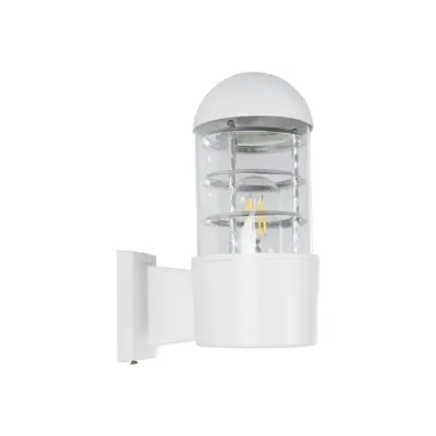 LEDTM® NEWI 01418 Μοντέρνο Επιτοίχιο Φωτιστικό Απλίκα Μονόφωτο 1 x E27 IP20 Λευκό & Ασημί Μέταλλο με Διάφανο Γυαλί - Μ11 x Π17 x Υ25cm - Image 4