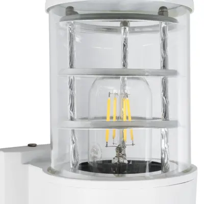 LEDTM® NEWI 01418 Μοντέρνο Επιτοίχιο Φωτιστικό Απλίκα Μονόφωτο 1 x E27 IP20 Λευκό & Ασημί Μέταλλο με Διάφανο Γυαλί - Μ11 x Π17 x Υ25cm - Image 7