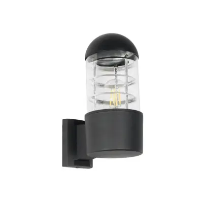 LEDTM® NEWI 01419 Μοντέρνο Επιτοίχιο Φωτιστικό Απλίκα Μονόφωτο 1 x E27 IP20 Μαύρο & Ασημί Μέταλλο με Διάφανο Γυαλί - Μ11 x Π17 x Υ25cm
