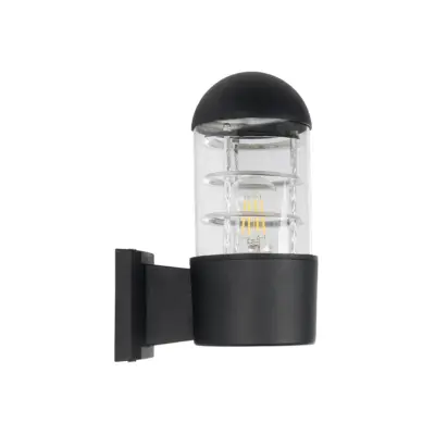 LEDTM® NEWI 01419 Μοντέρνο Επιτοίχιο Φωτιστικό Απλίκα Μονόφωτο 1 x E27 IP20 Μαύρο & Ασημί Μέταλλο με Διάφανο Γυαλί - Μ11 x Π17 x Υ25cm - Image 4