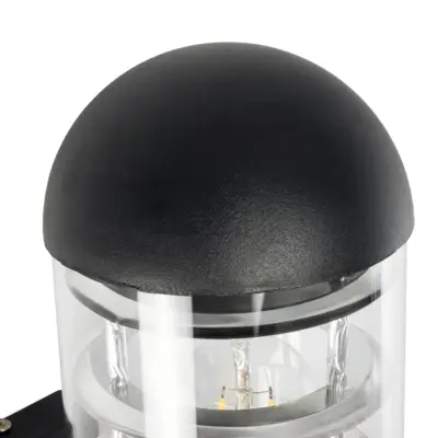 LEDTM® NEWI 01419 Μοντέρνο Επιτοίχιο Φωτιστικό Απλίκα Μονόφωτο 1 x E27 IP20 Μαύρο & Ασημί Μέταλλο με Διάφανο Γυαλί - Μ11 x Π17 x Υ25cm - Image 6