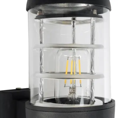 LEDTM® NEWI 01419 Μοντέρνο Επιτοίχιο Φωτιστικό Απλίκα Μονόφωτο 1 x E27 IP20 Μαύρο & Ασημί Μέταλλο με Διάφανο Γυαλί - Μ11 x Π17 x Υ25cm - Image 7