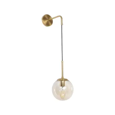 LEDTM® MADISON 01427 Μοντέρνο Επιτοίχιο Φωτιστικό Απλίκα Μονόφωτο 1 x E27 IP20 Χρυσό Μέταλλο με Μελί Γυαλί - Μ11 x Π17 x Υ25cm